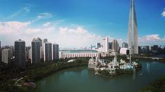 Seokchon Lake with Lotte World and Lotte World Tower