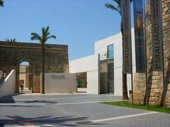 Main entrance of a building with people walking