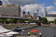 Frankfurt am Main with the River Main and Holbeinsteg pedestrian bridge