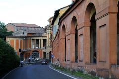 Near the Arco del Meloncello at the beginning of the climb towards the Sanctuary of the Madonna of San Luca on the Colle della Guardia