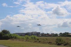 A-29B Super Tucano aircraft receives Water Cannon Salute at Edwin Andrews Air Base on December 23, 2023