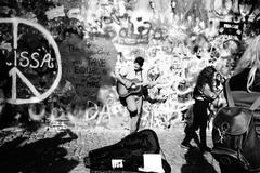 John Lennon Wall, Prague in black and white