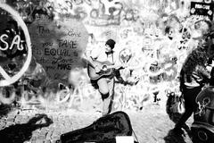 John Lennon Wall Prague black and white