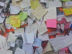 John Lennon Wall in Prague covered with colorful graffiti and artwork