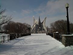 L'oeuvre de l'Homme sculpture in winter 2014 on Sainte-Hélène Island in Montreal