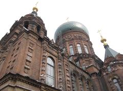 Golden spires on St. Sophia's Russian Cathedral in Harbin, North China