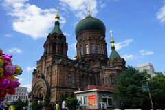 Harbin Saint Sophia Cathedral side view in summer 2017