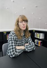 Artist Carolina Sandell in front of her work at Kiasma