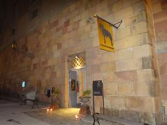 Entrance at night to the Royal Armoury Museum in Sweden