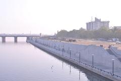 View of a river and its bank from Sabarmati Bridge