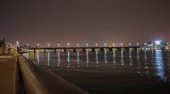 Sabarmati Riverfront at night with city lights reflecting on water