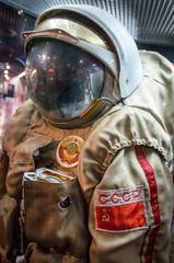 Soviet spacesuit on display in a space museum