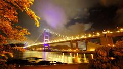 Tung Wan Beach at night in Ma Wan, Hong Kong