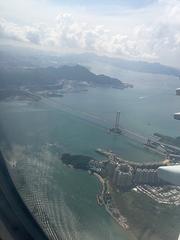 aerial view of Hong Kong with city skyscrapers and Victoria Harbour