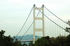 Bridge Tower of Tsing Ma Bridge from Ma Wan Park