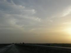 dusk on highway out of Hyderabad