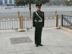 Soldier guarding entrance to Tiananmen Square in Beijing