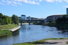 Vilnius cityscape with Gediminas Tower and Neris River