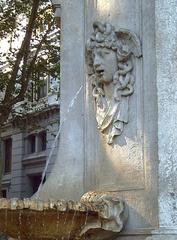 Detail of the Medusa sculpture at the Fountain of Apollo in Madrid, Spain