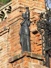 Statue at the front of Castillo Hidalgo, Santiago, Chile