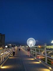 Bridge at Linear Park with view of La Malinche Volcano