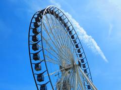 View of Estrella de Puebla Ferris wheel at night