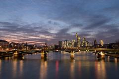 Frankfurt skyline at sunset