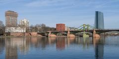 west view of Ignatz-Bubis-Brücke in Frankfurt am Main