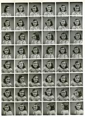 Black and white passport photos of Anne Frank from 1939