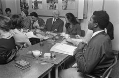 Otto Frank at International Youth Congress in Anne Frank House