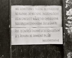 Restoration sign outside Anne Frank House, October 14, 1958