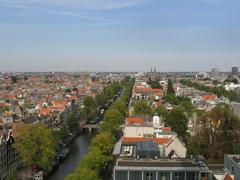 Panoramic view of Amsterdam from Westerkerk church tower