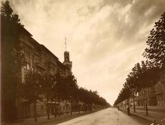 Corso Francia in Turin looking west at Via Palmieri with Palazzo Della Vittoria on the left