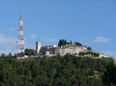 southwest panorama view of Castello di Fumone in Italy