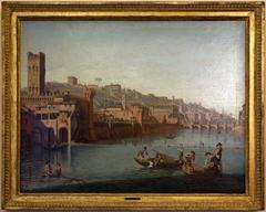 1744 painting of Florence with Pescaia di San Niccolò and Molina di San Niccolò