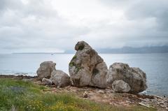 Rock formations at Monte Cofano Nature Reserve in Custonaci, Trapani, Italy