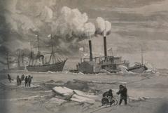 Icebreaker CITY ICE BOAT NO. 3 breaking a channel in the Delaware River in 1887