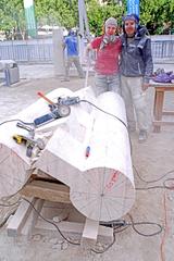 artists working on sculptures in Parque de las Esculturas during the 6th International Symposium of Sculpture Group