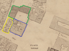 1866 Plan Popp map of Hôtel de Spangen with highlighted sections