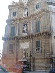 Quattro Canti building in Palermo with Baroque decorations and statues of Spanish kings