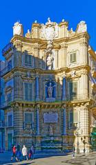 North-West view of Piazza Vigliena's concave curved corners