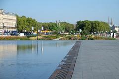 Miroir d'eau and Jardin des lumières in Bordeaux, France