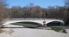 Kabelsteg bridge over Kleine Isar in Munich