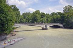 Kabelsteg bridge over the Isar River in Munich