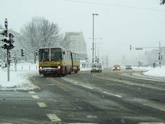 Ikarus 280.73 bus in Warszawa during winter 2005 at rondo De Gauille'a