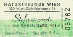 Stefaniewarte entry ticket from 1995