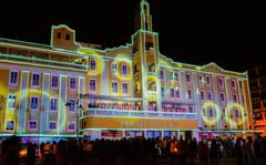 Vidal de Negreiros Square in Joao Pessoa decorated for Christmas with holiday lights and a large crowd