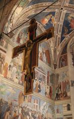 Basilica di San Francesco interior with Crocifisso and Cappella Bacci, Arezzo, Italy