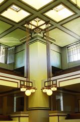 Interior of Unity Temple designed by Frank Lloyd Wright