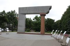 Sculptures in Klaipeda, Lithuania on a sunny day